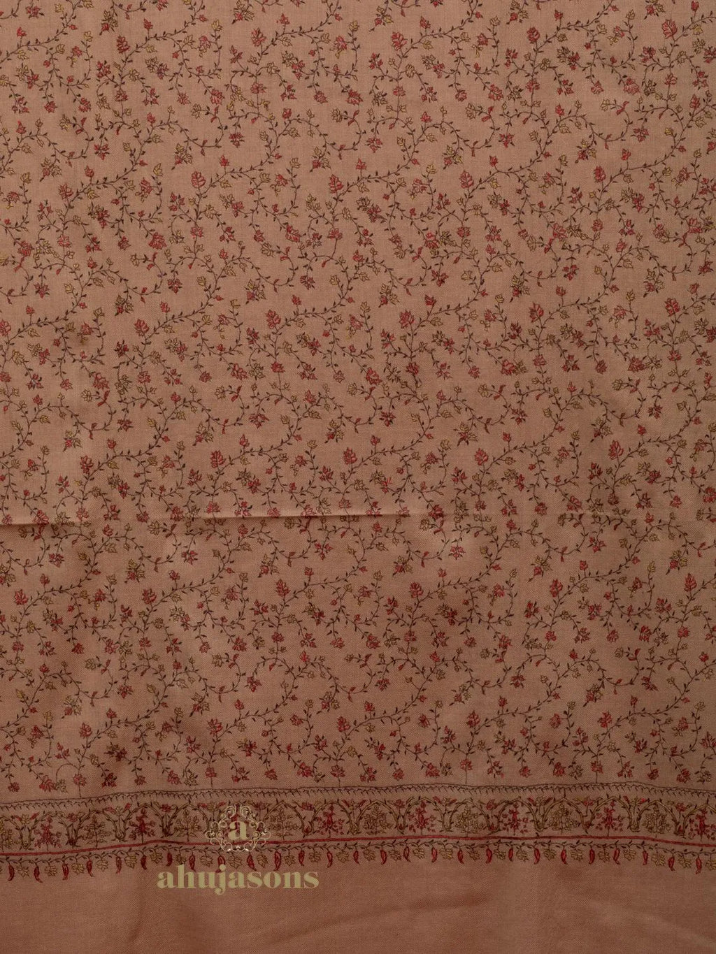 Classic Cashmina Shawl with Jaal Pattern in Beige