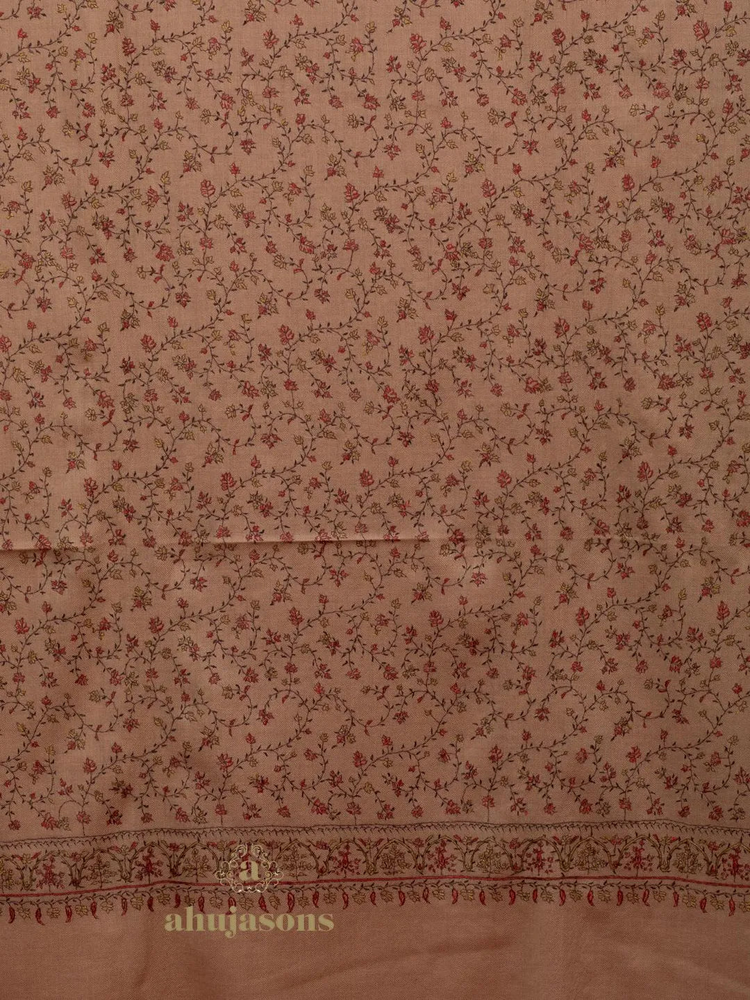 Classic Cashmina Shawl with Jaal Pattern in Beige