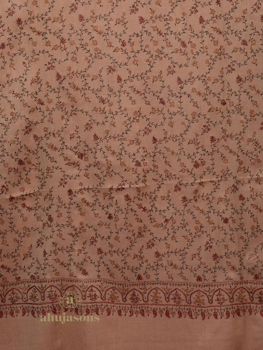 Classic Cashmina Shawl with Jaal Pattern in Beige
