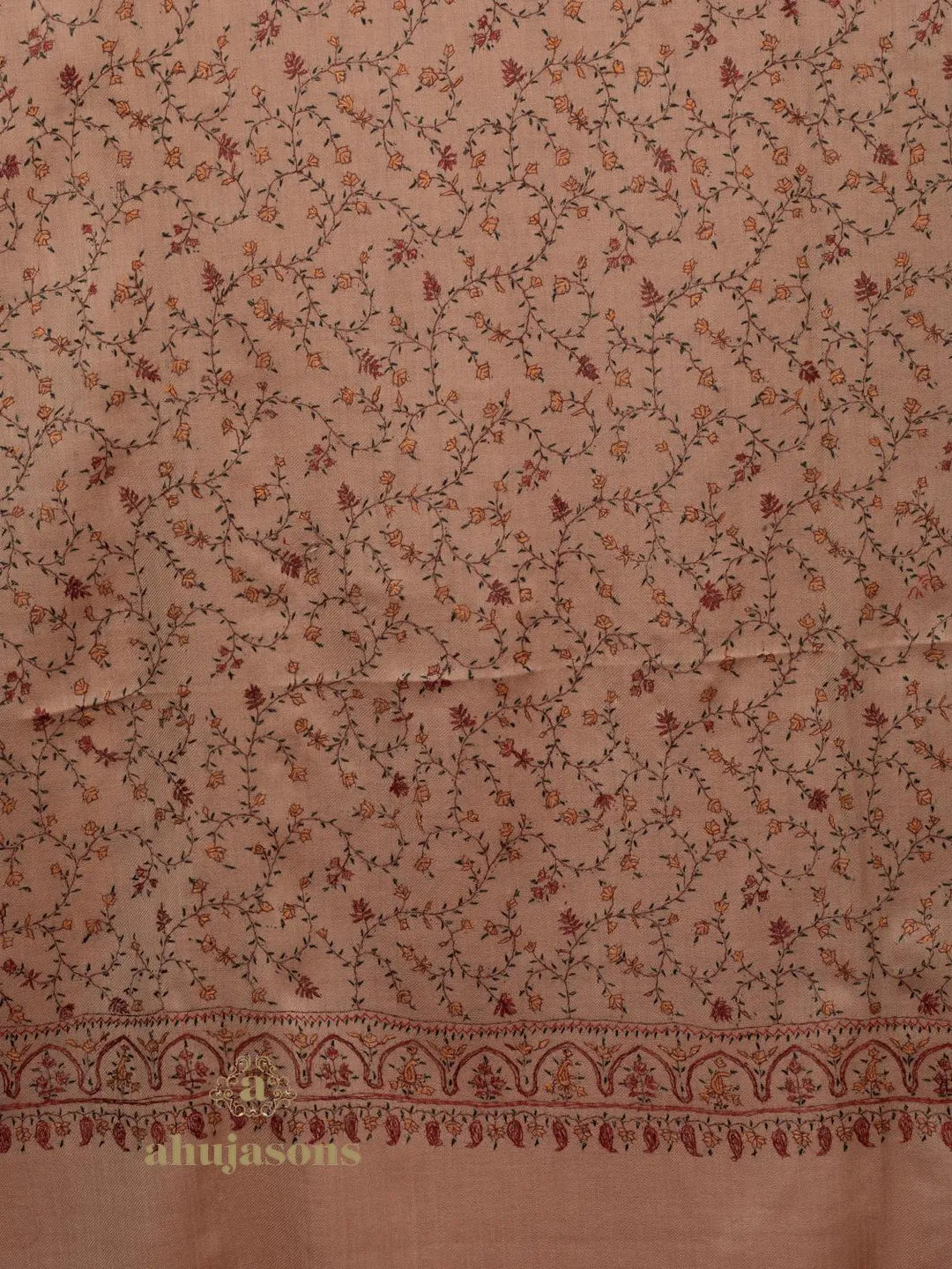 Classic Cashmina Shawl with Jaal Pattern in Beige
