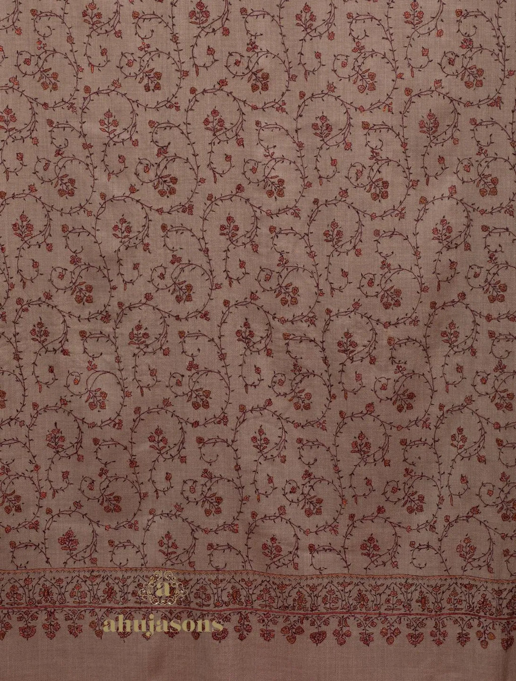 Classic Cashmina Shawl with Jaal Pattern in Beige