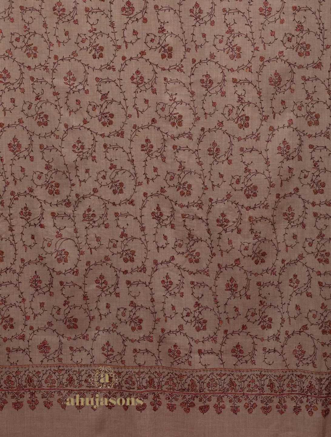 Classic Cashmina Shawl with Jaal Pattern in Beige