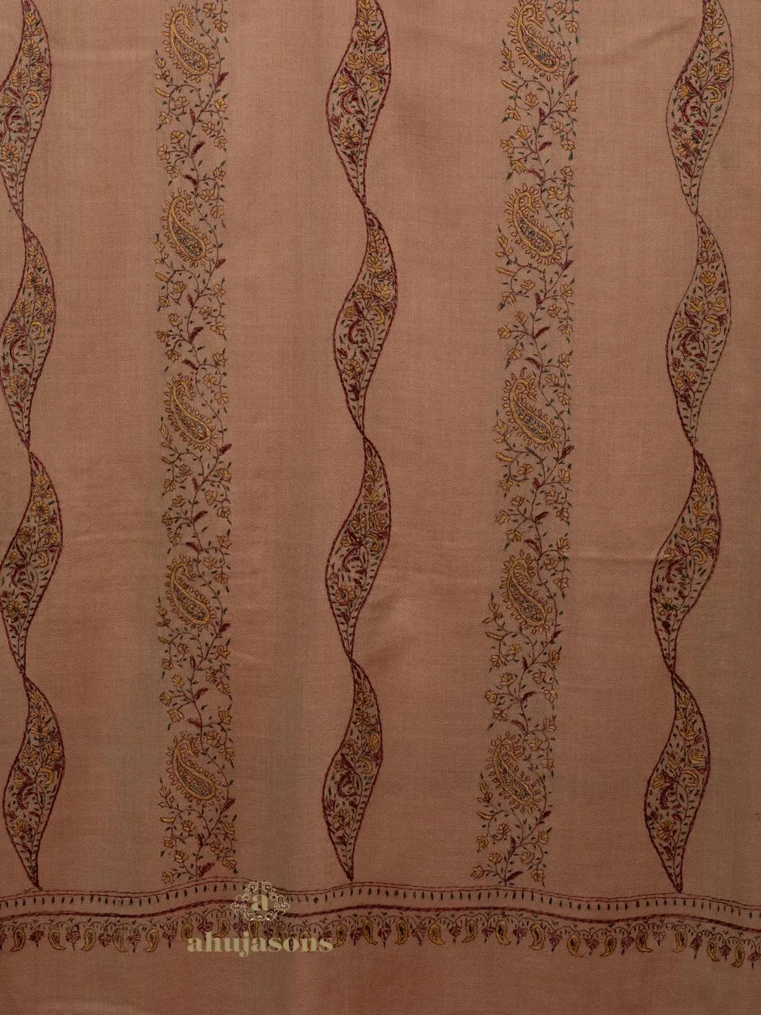 Classic Cashmina Shawl with Jaal Pattern in Beige