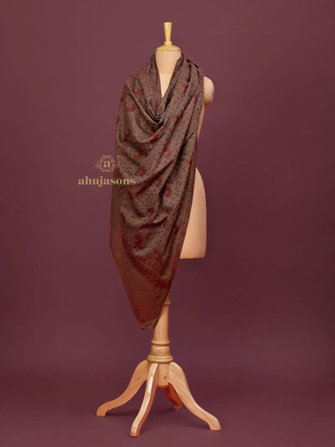 Elegant Cashmina Shawl with Jaal Pattern in Beige