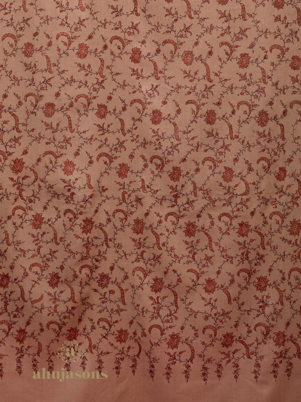 Classic Cashmina Shawl with Jaal Pattern in Beige