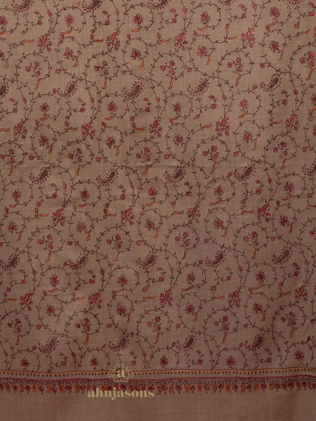 Elegant Cashmina Shawl with Ladakhi Pattern in Beige