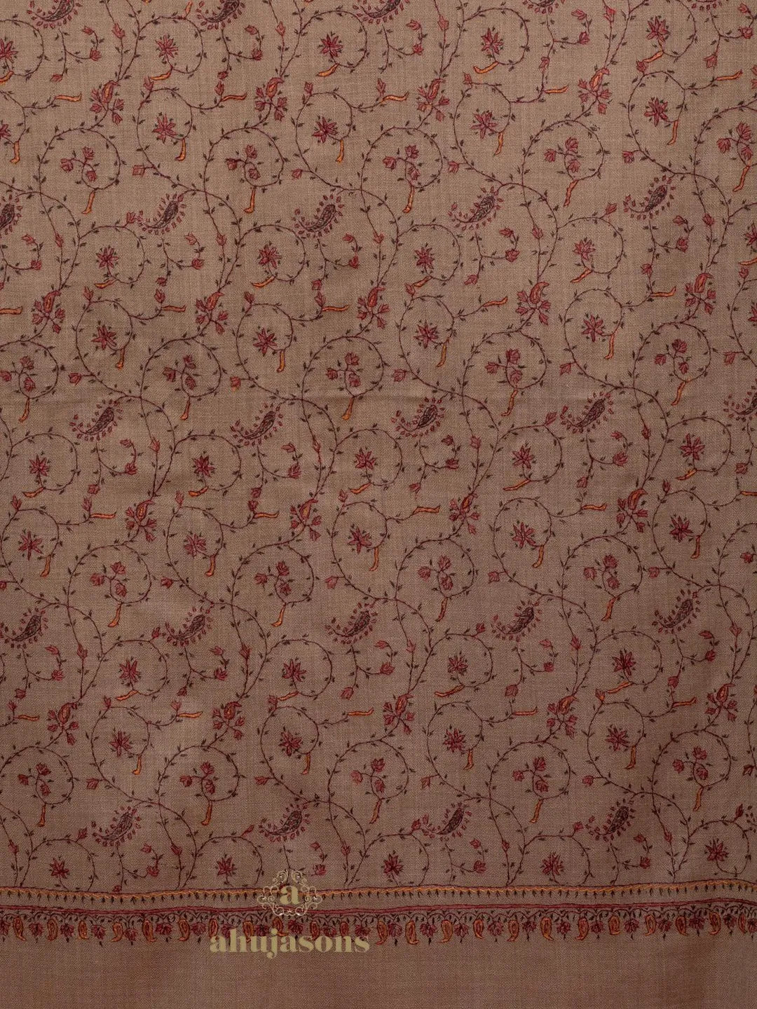 Elegant Cashmina Shawl with Ladakhi Pattern in Beige