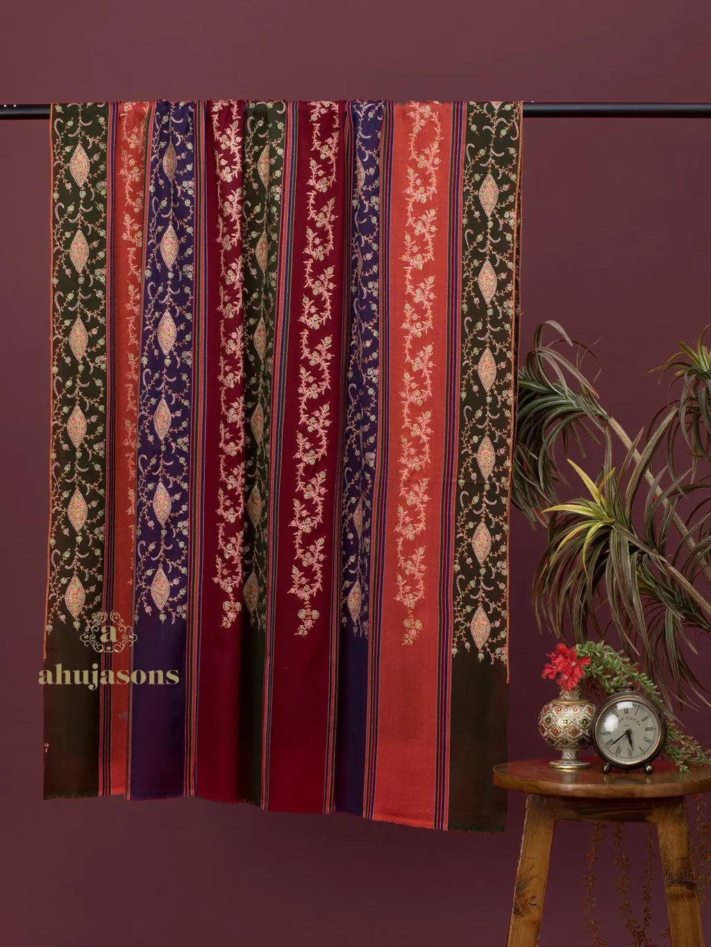 Classic Cashmina Shawl with Jaal Pattern in Multi