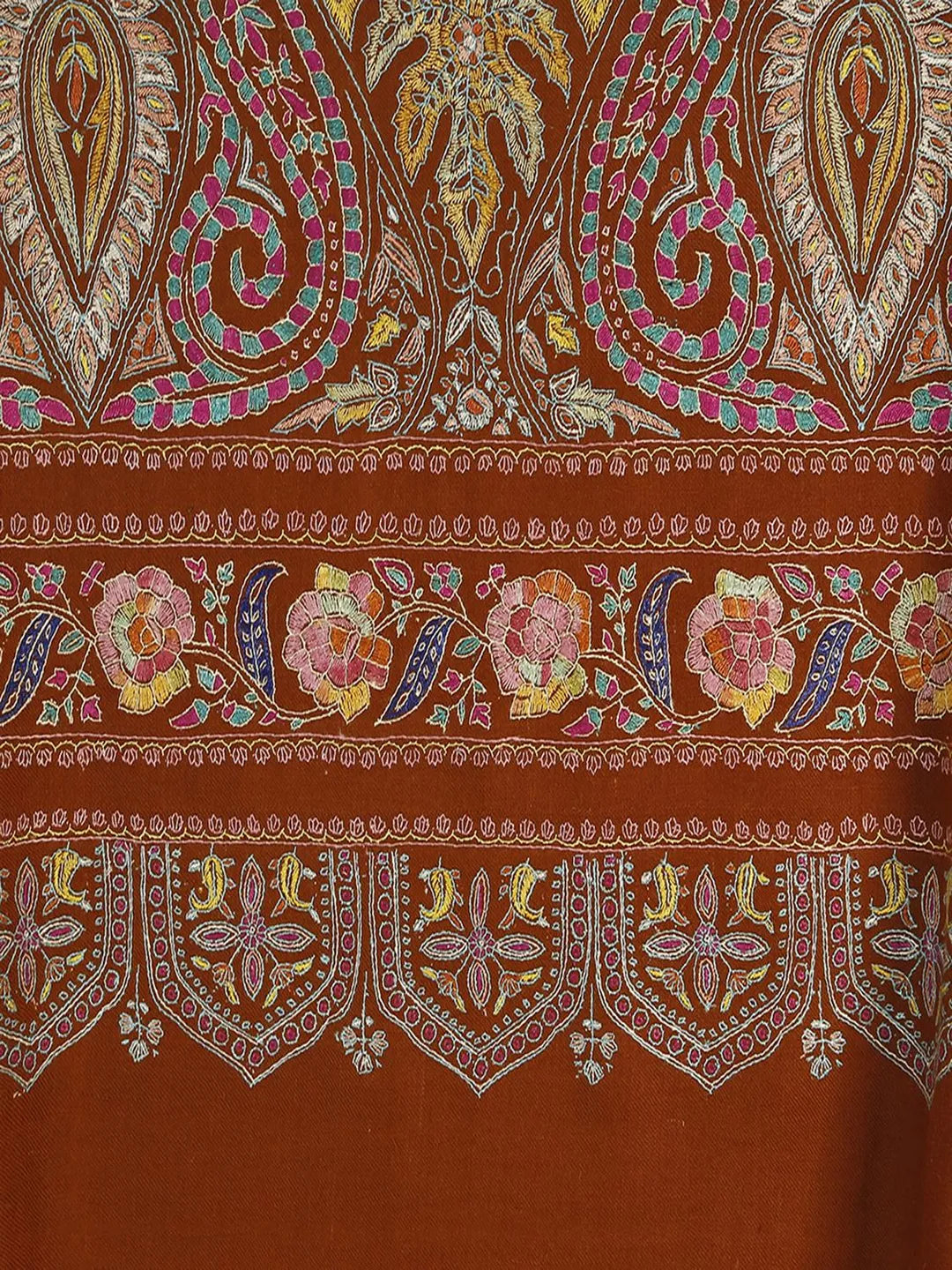 Classic Handloom Pashmina Shawl Paper Mache Art in Brown