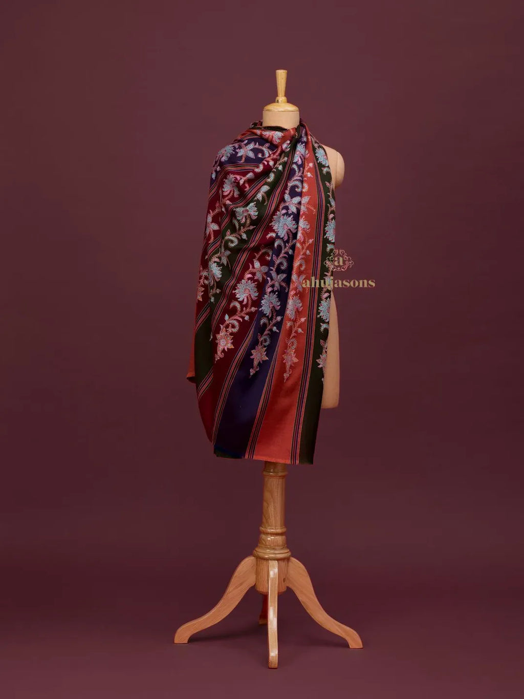 Classic Cashmina Shawl with Jaal Pattern in Multi