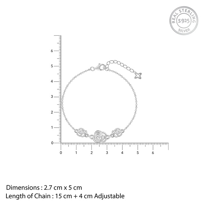 Silver Sparkling Roses Bracelet