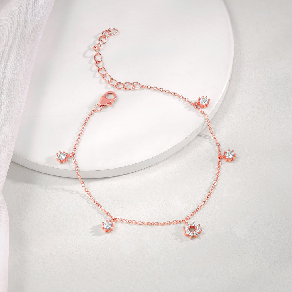 Anushka Sharma Rose Gold Flower Charm Bracelet