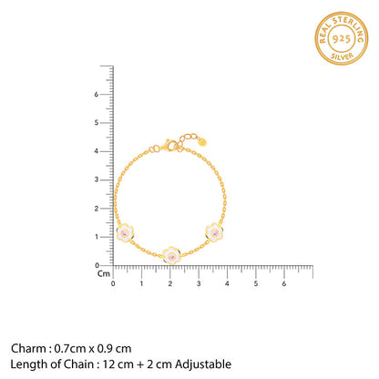 Golden White Flower Kids Bracelet (0 - 2 years)