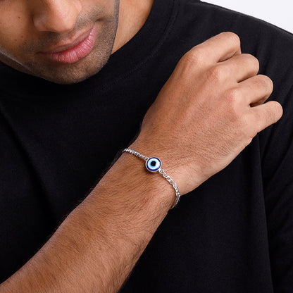 Silver Evil Eye Style Bracelet For Him