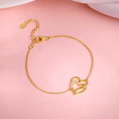 Gold Bonded Hearts Bracelet