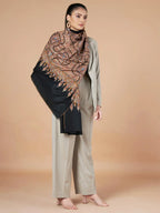 Classic Handloom Pashmina Shawl Jama Embroidery in Black