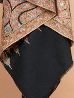 Classic Handloom Pashmina Shawl Jama Embroidery in Black