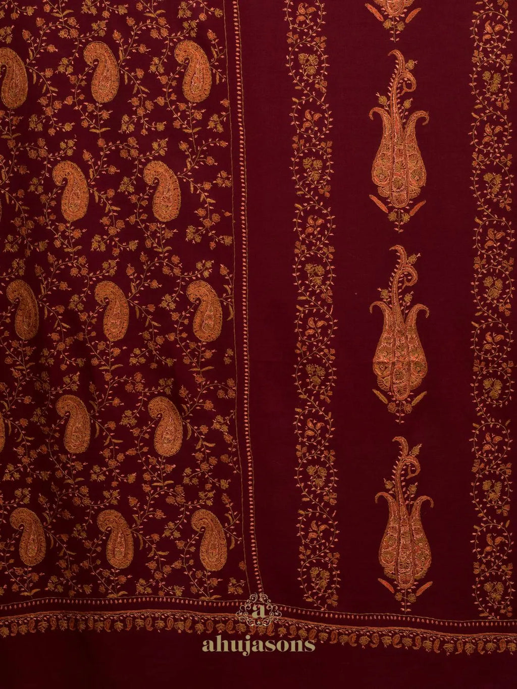 Elegant Cashmina Shawl with Jaal Pattern in Maroon
