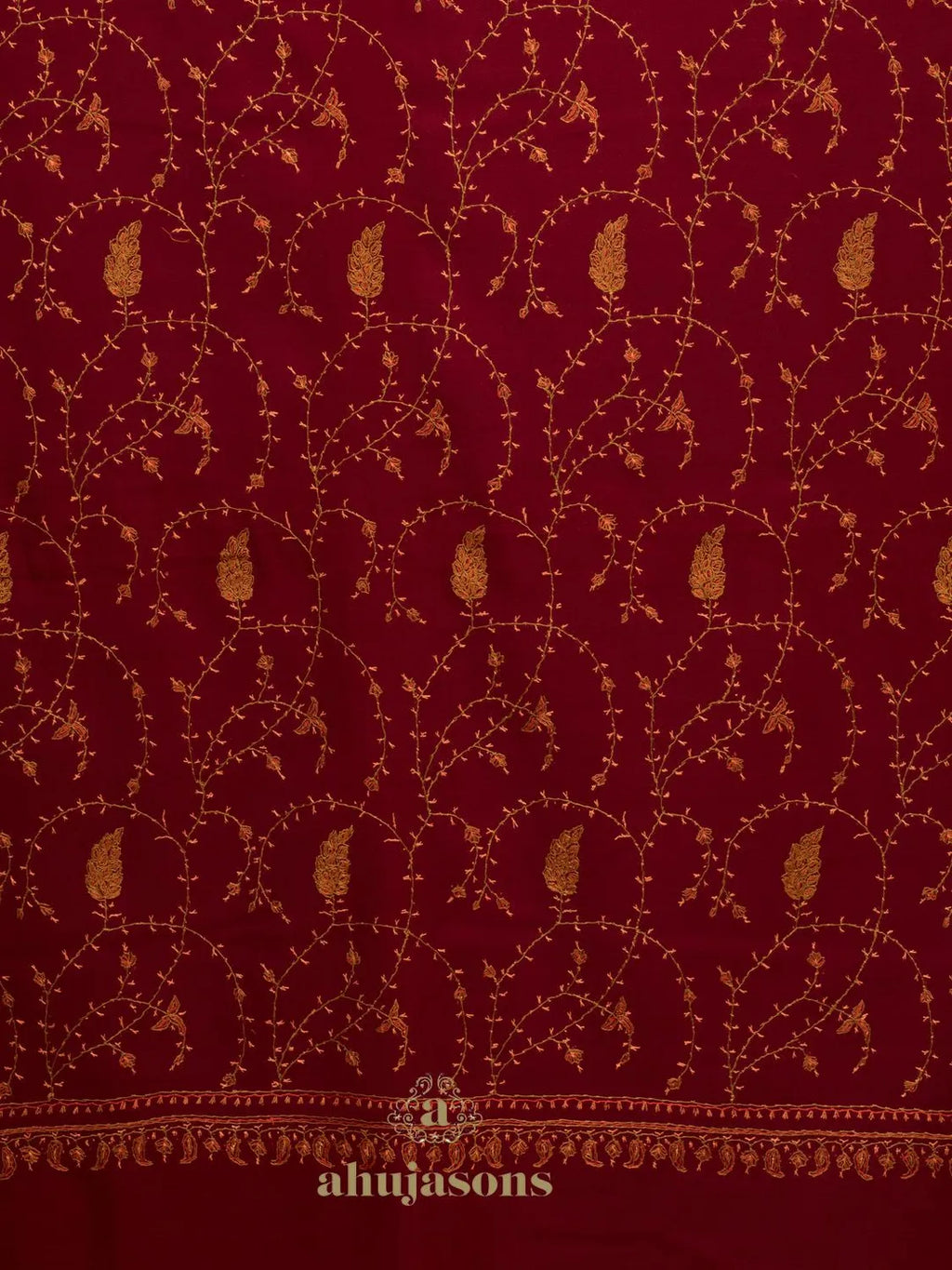 Classic Cashmina Shawl with Jaal Pattern in Maroon