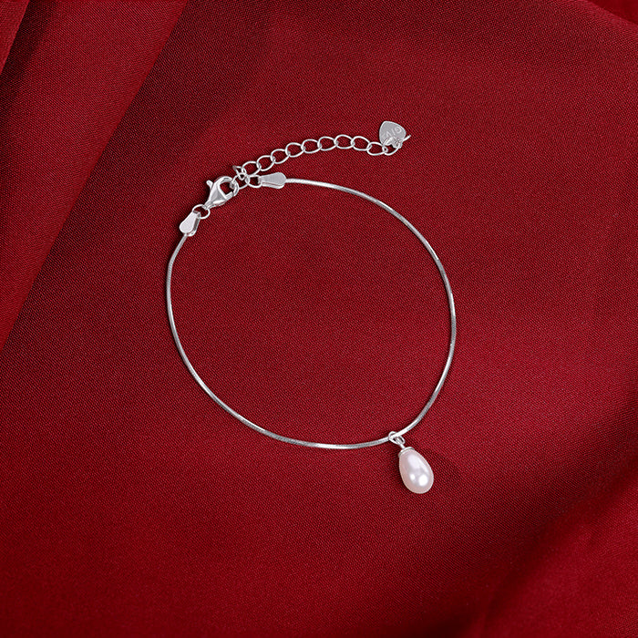 Silver Pearly Drop Bracelet