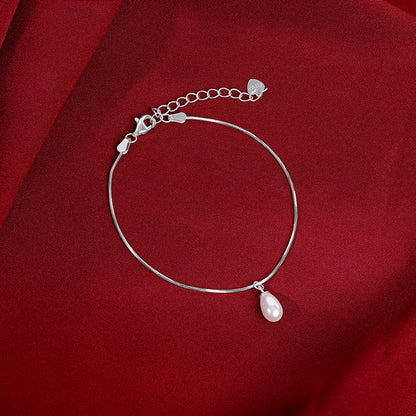 Silver Pearly Drop Bracelet