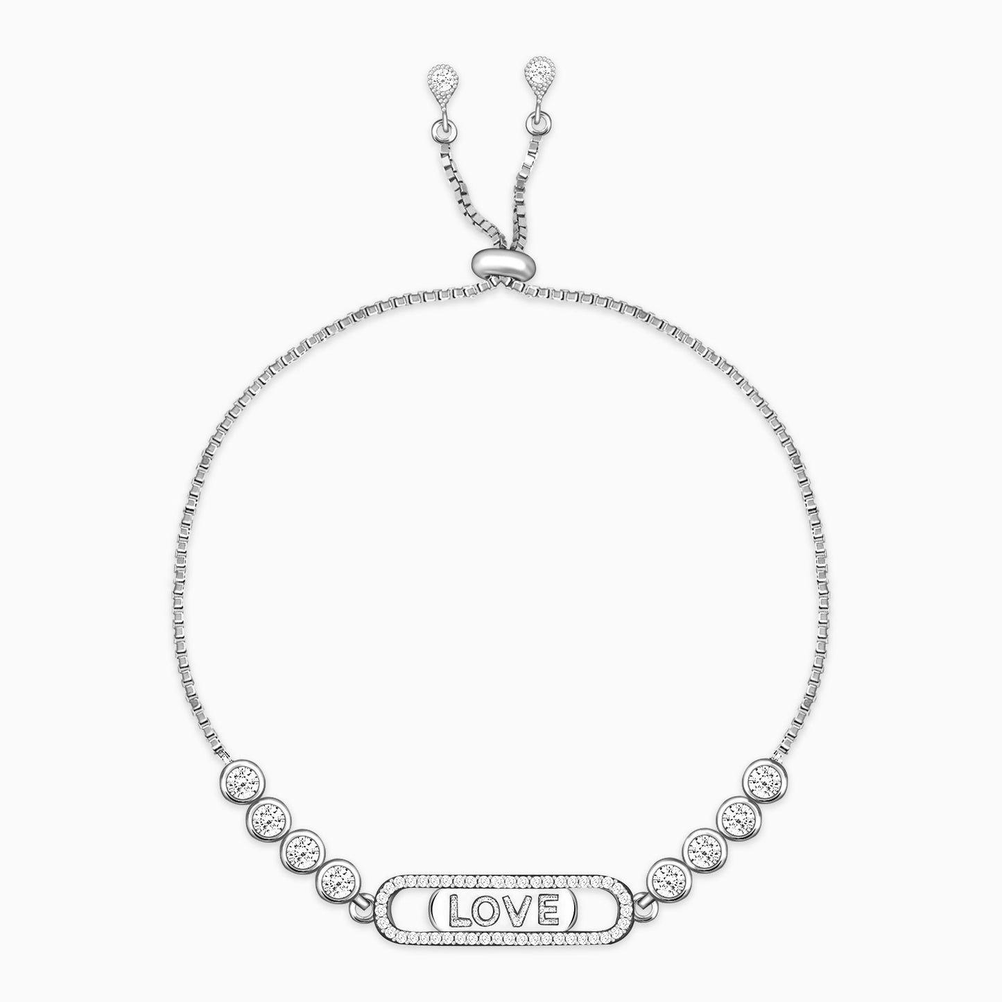 Silver Zircon Love Bracelet