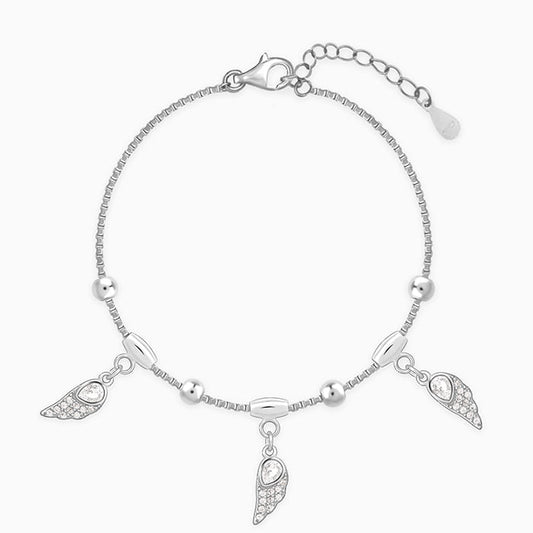 Silver Zircon Winged Charm Bracelet