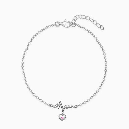 Silver Heartbeat Drop Bracelet