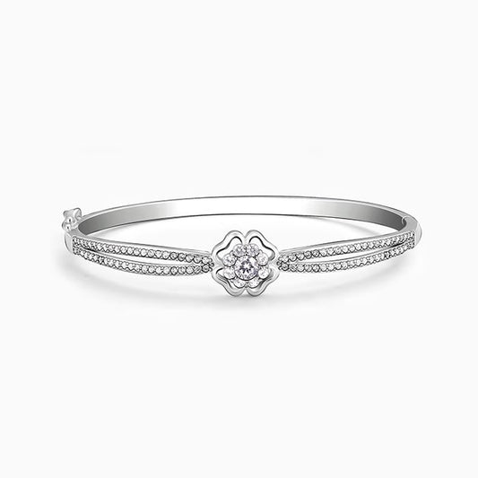 Silver Zircon Flower Bracelet