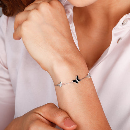 Silver Elegant Butterflies Bracelet