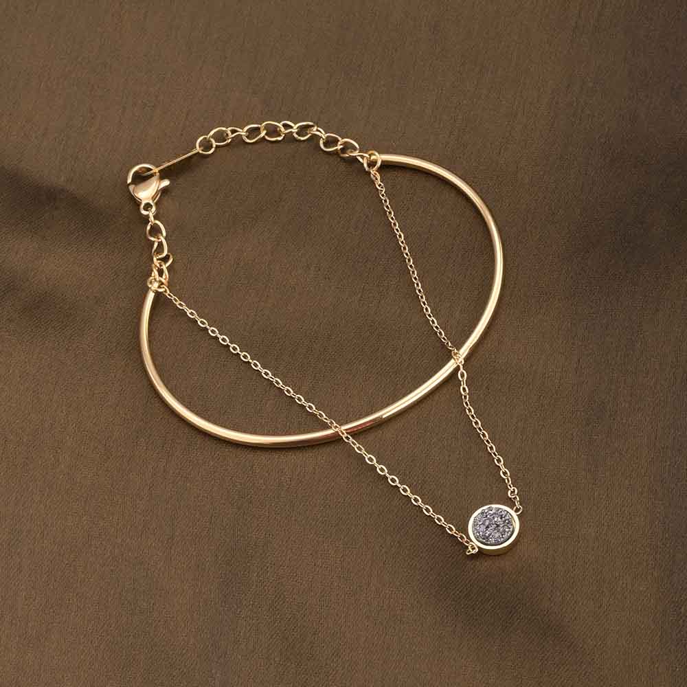 Double Layer Stone Cuff Bracelet