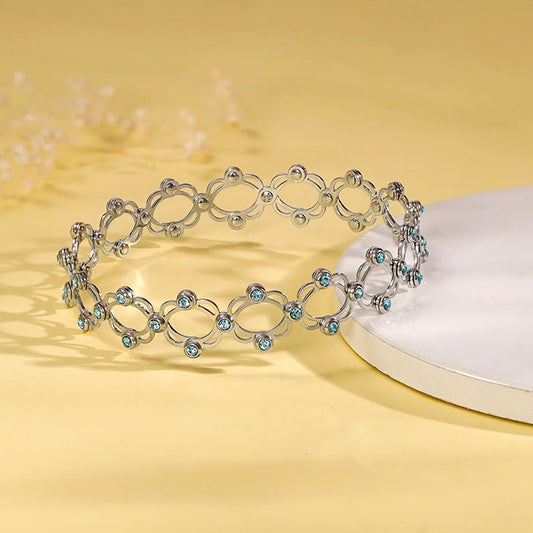 Silver Supple Bracelet with Aqua Blue Stones
