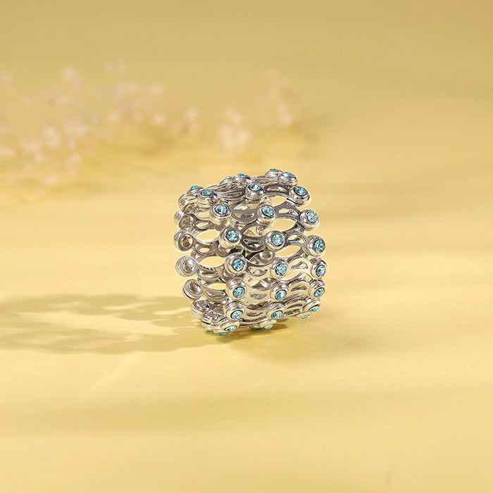 Silver Supple Bracelet with Aqua Blue Stones