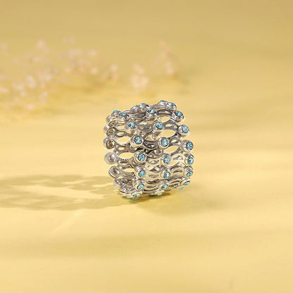 Silver Supple Bracelet with Aqua Blue Stones