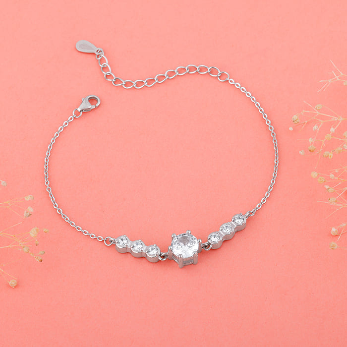 Silver Solitaire Grace Bracelet