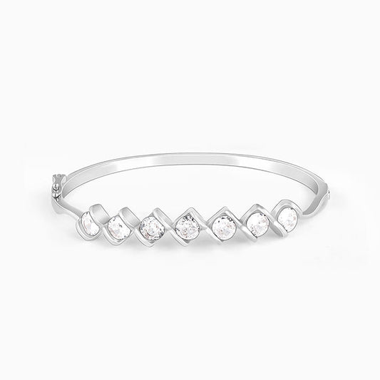 Silver Zircon Order of Opulence Bangle Bracelet
