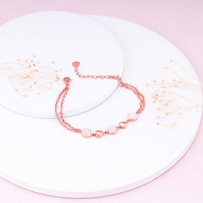Rose Gold Dazzling Hearts Bracelet
