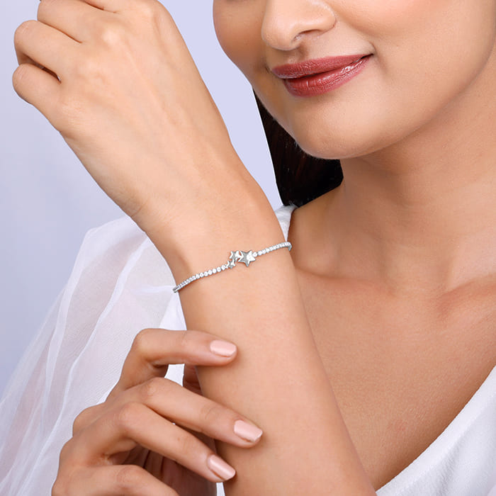 Silver Triple Star Tennis Bracelet