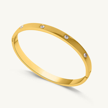 Double layer choker necklace & Dazzling Stone Bangle Bracelet Combo Set