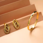 Dazzling Stone Bangle Bracelet & Elegant Interlinked Stud Earrings Combo Set