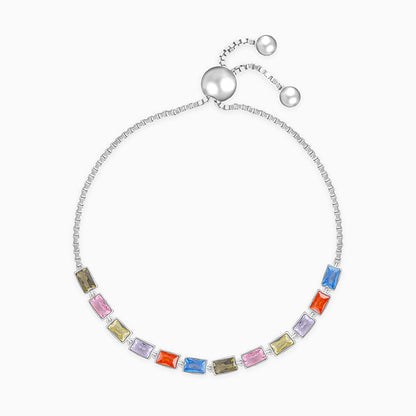 Silver Colourful Square Bracelet