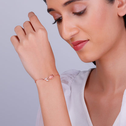 Rose Gold Pink Quartz Flower Bracelet