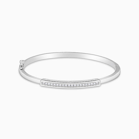 Silver Zircon Baguette Cuff Bracelet