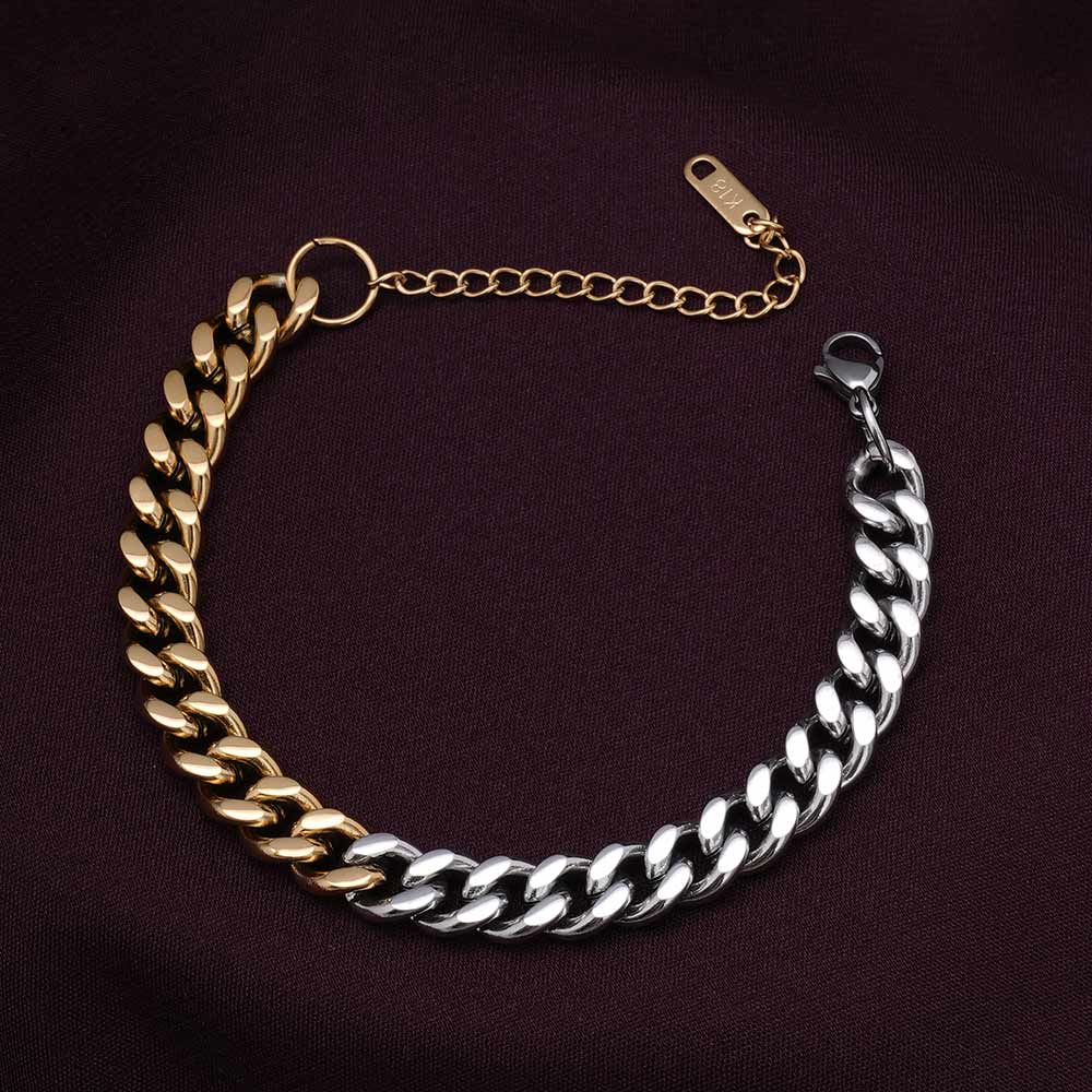 Bi-metal Cuban Chain Bracelet