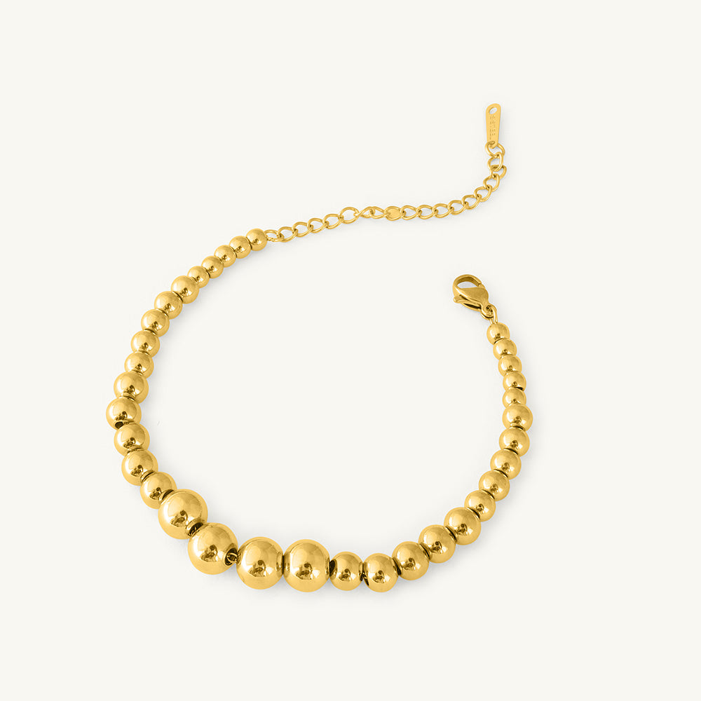 Classic Textured Hoops & Gold Beaded Bracelet Combo Set