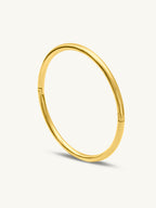 Classic Gold Bangle Bracelet & Classic Round Hoop Earrings Combo Set