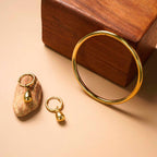 Classic Gold Bangle Bracelet & Waterdrop Hoop Earrings Combo Set