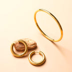 Classic Gold Bangle Bracelet & Classic Round Hoop Earrings Combo Set