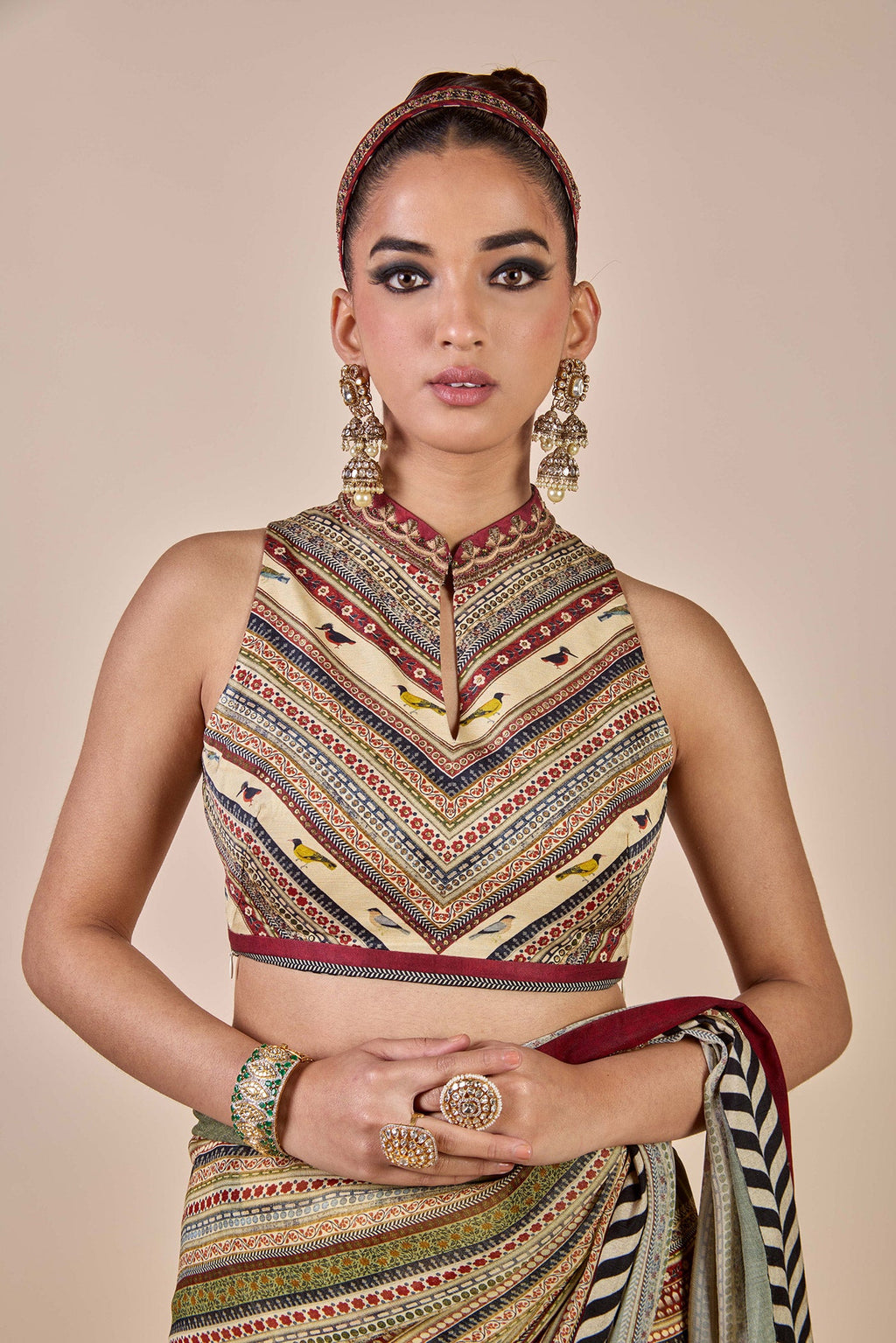 Crème Ivory - Multi Hued Saree Set | CHHĒ