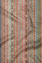 Blue - Multi Hued Striped Printed Woollen Scarf